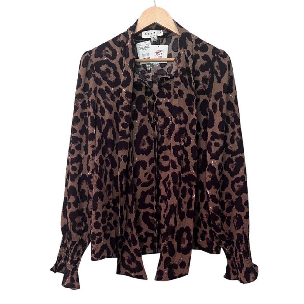 NWT Bighit Women’s Leopard Button Down Size L